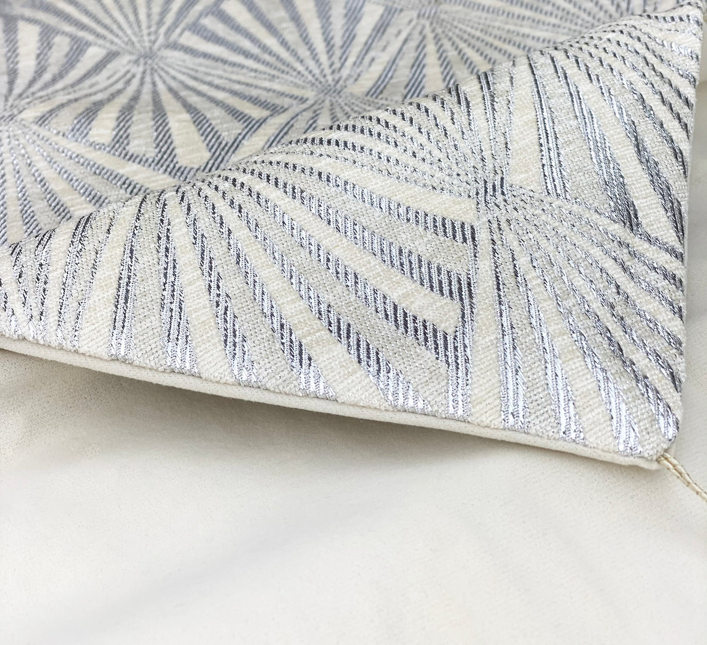 Table Runner with Geometric Striped Design, 14" x 90", ivory, Washable table runner for fall dining table