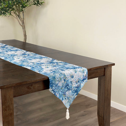 Blue Floral Table Runner, 13" x 90"